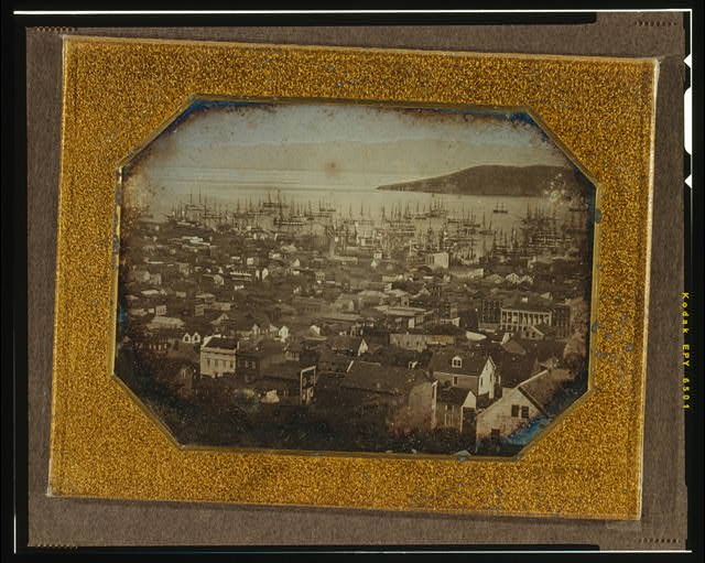 View of San Francisco harbor during the California Gold Rush