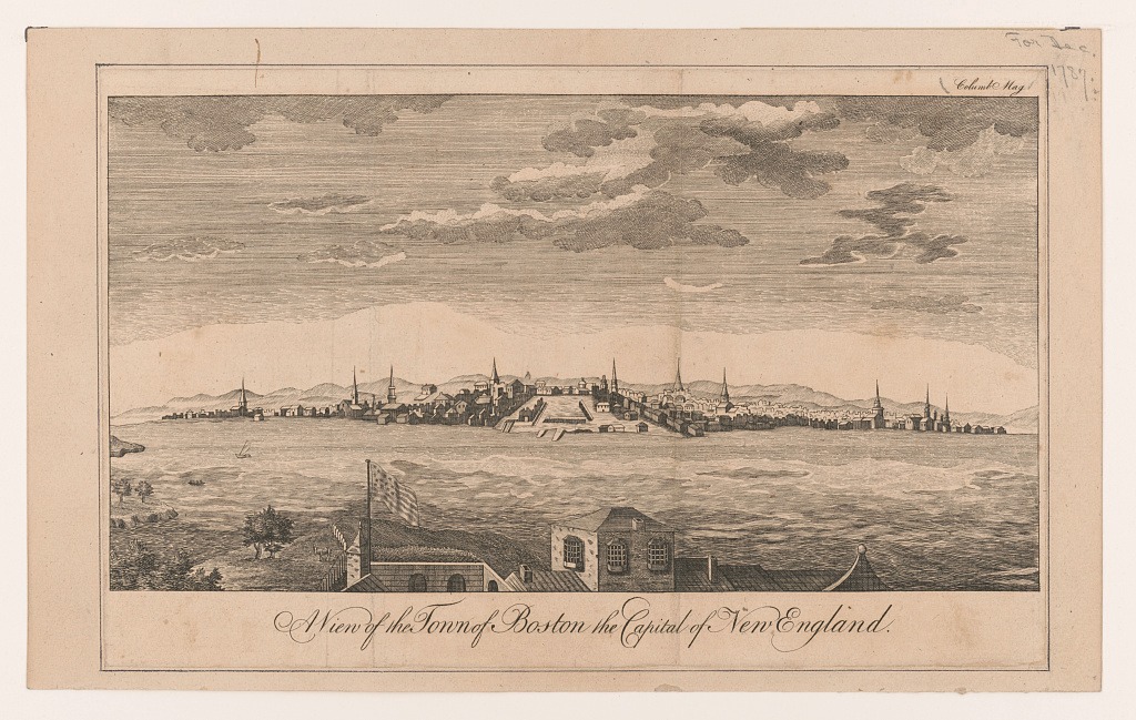 Illustration of Boston in the late 1700s