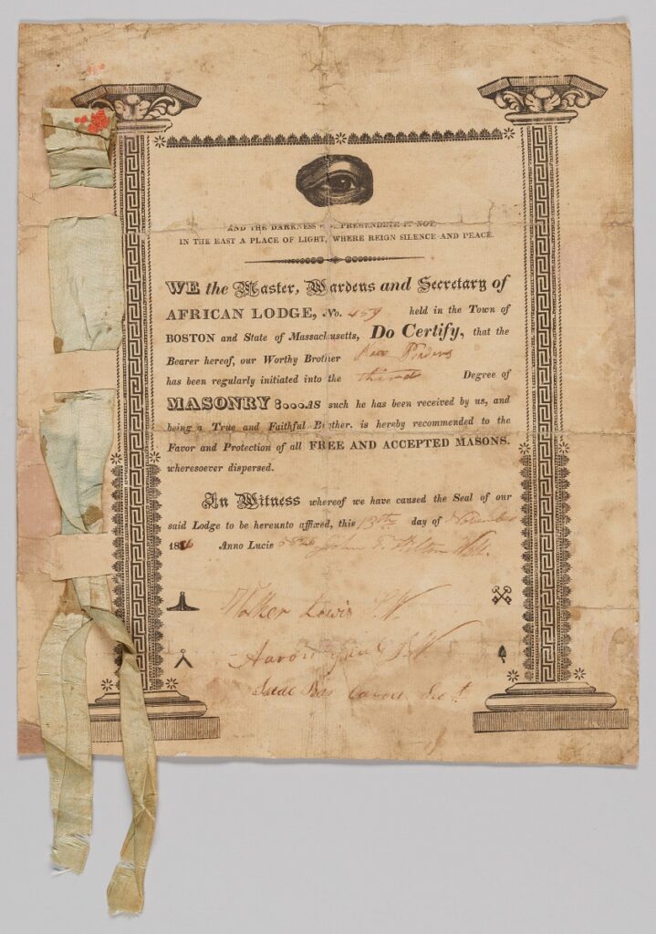 Charter certificate of African Lodge No. 459
