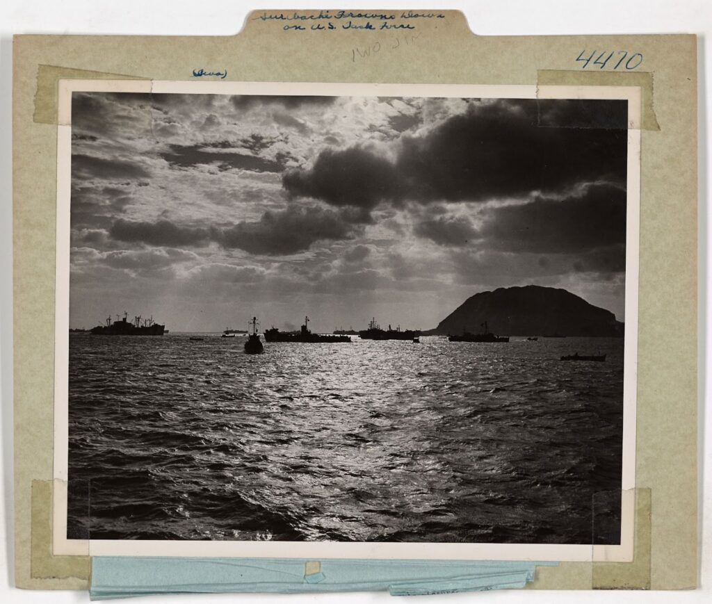 Mount Suribachi on the island of Iwo Jima during World War II