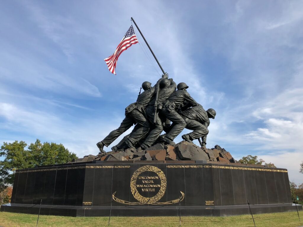 Marine Corps War Memorial statue in Arlington, Virginia