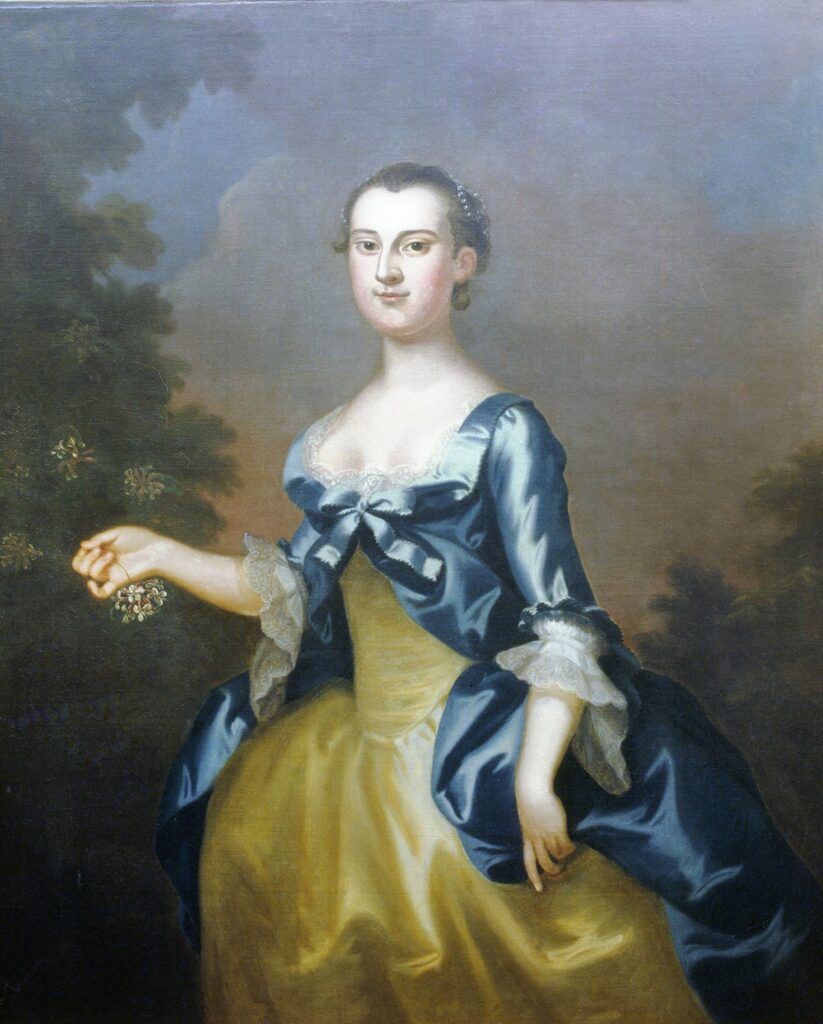 Portrait of Martha Washington painted in 1757.