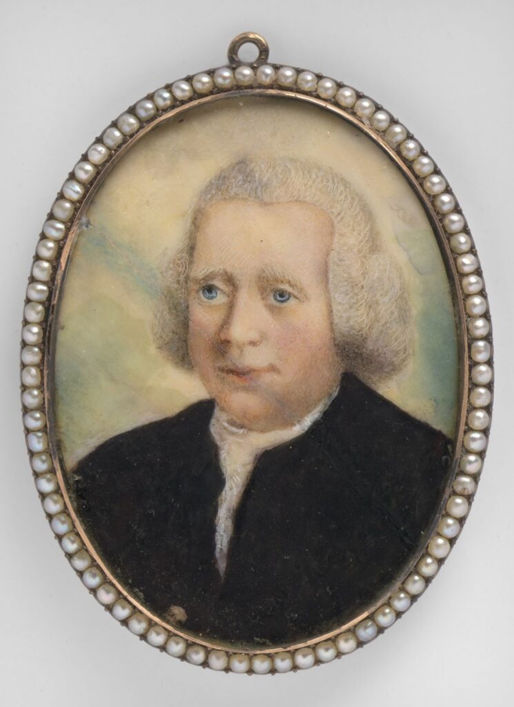 Watercolor miniature portrait of Carter Braxton, c. 1775