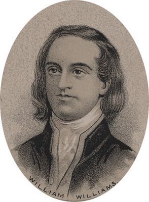 Portrait of William Williams, engraving by Ole Erekson, c. 1876, after original portrait 
