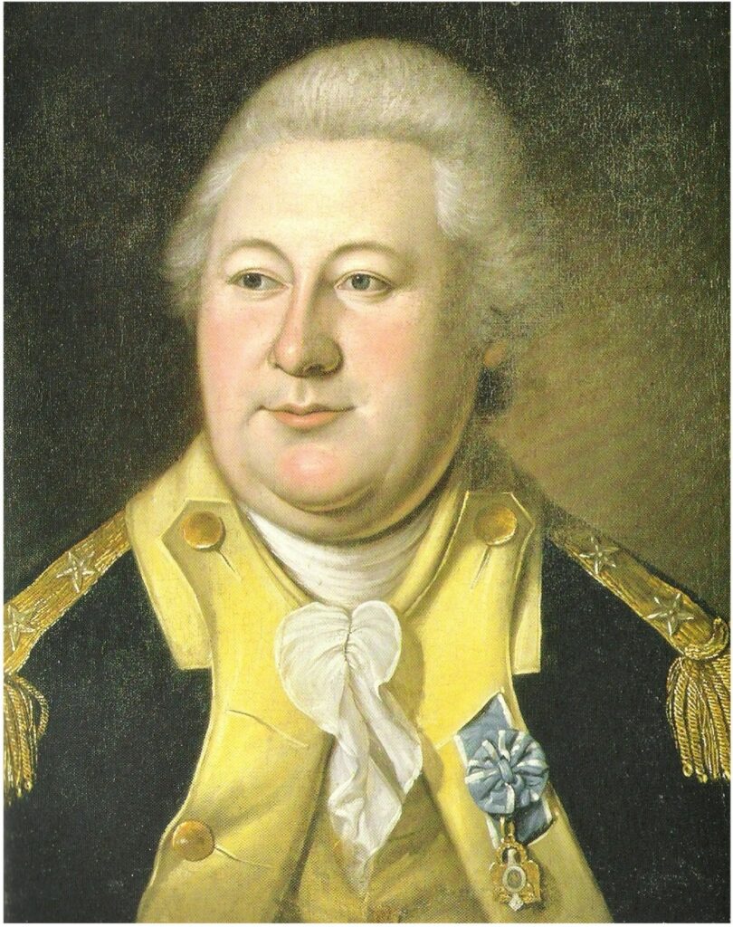 Oil painting portrait of Henry Knox in military uniform by Charles Willson Peale, c. 1784 via Wikimedia Commons