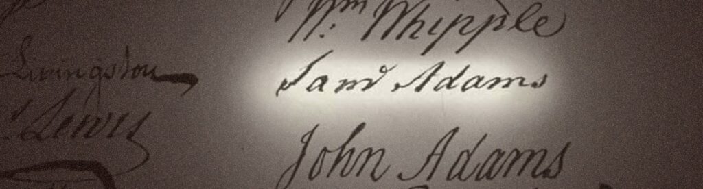 Samuel Adams' signature on the Declaration of Independence, 1776