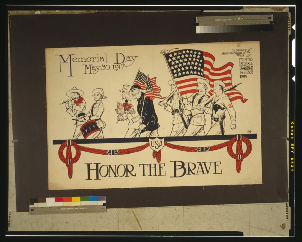Historic drawing of people decorating soldiers’ graves with flowers during a Decoration Day ceremony, an early precursor to modern Memorial Day observances.