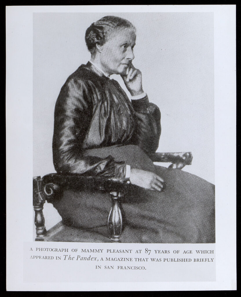 Portrait of Mary Ellen Pleasant seated in a chair, 1901.